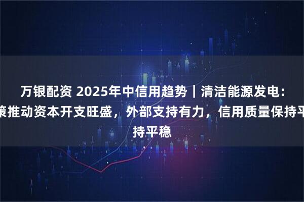 万银配资 2025年中信用趋势|清洁能源发电:政策推动资本开支旺盛,外部支持有力,信用质量保持平稳